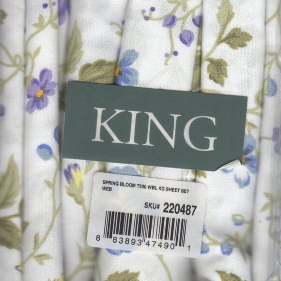 Laura Ashley King Sheet Set Spring Bloom Floral Green 4pc French Country Cottage - Picture 2 of 8